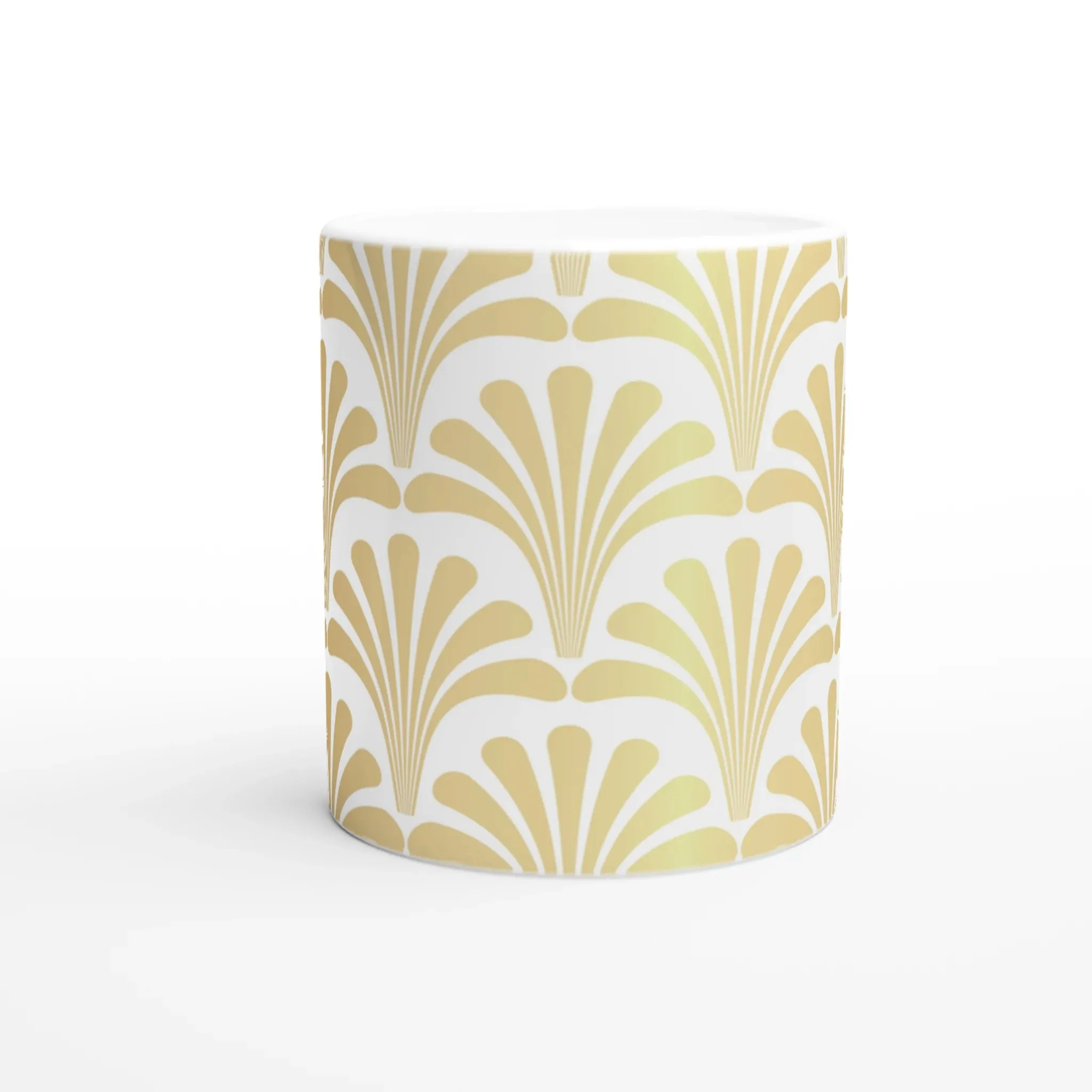 White Ceramic Mug with Gatsby Art Deco Design