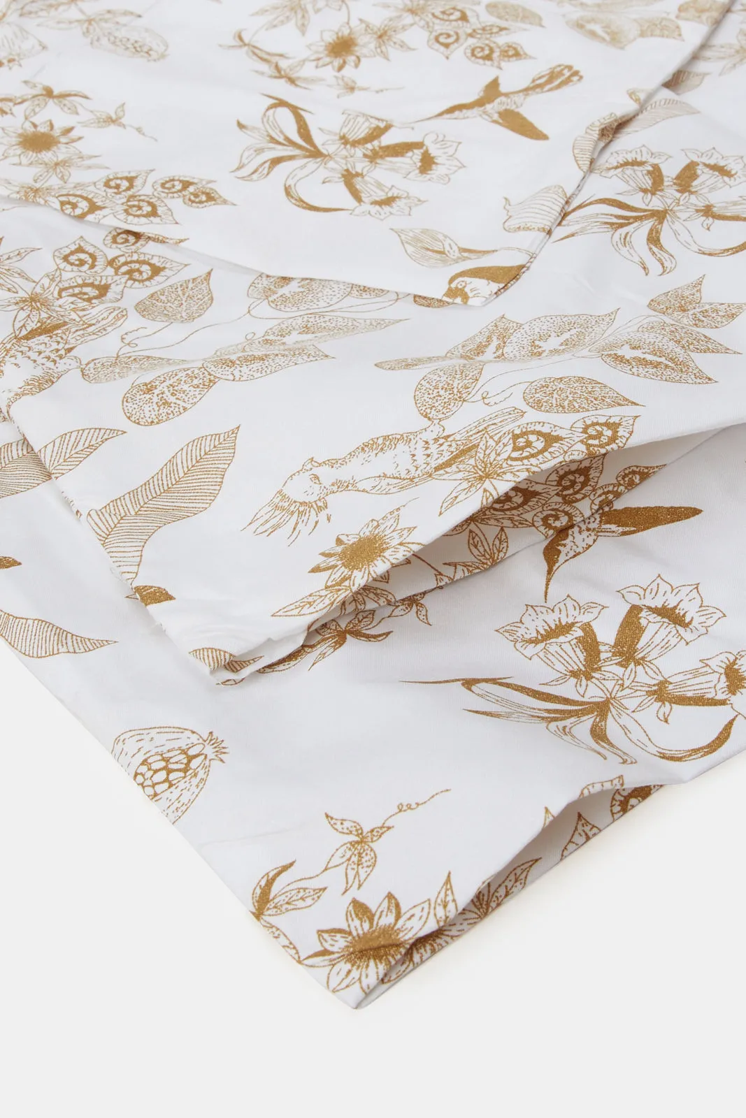 White Floral Printed Flat Sheet (King Size)