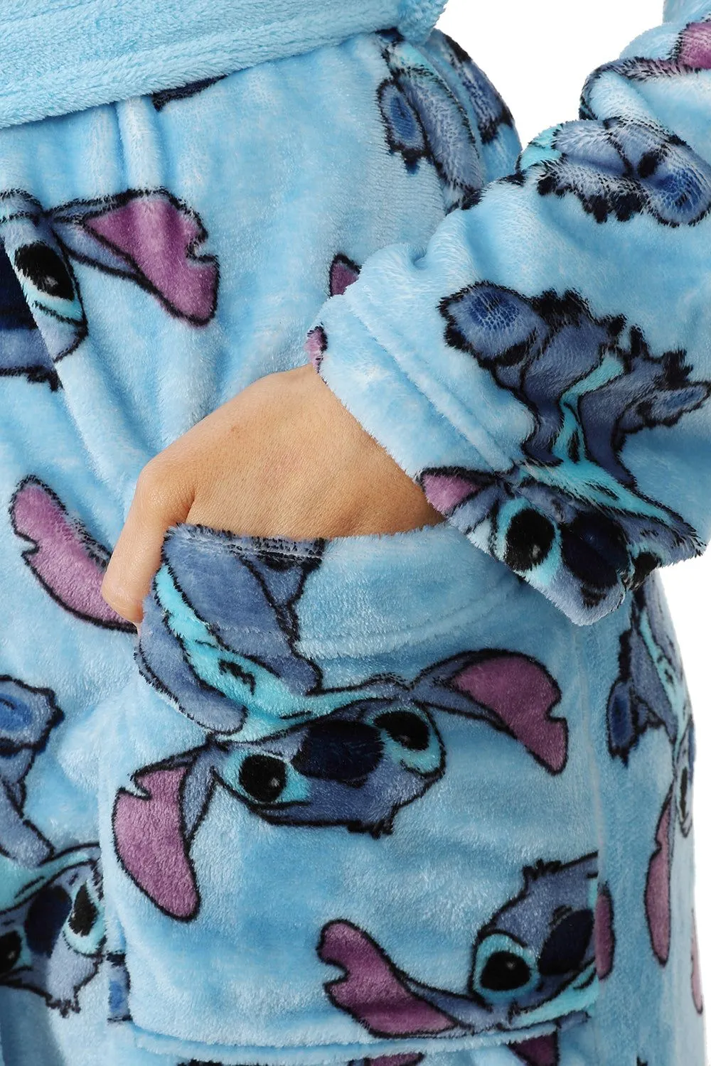 Womens Lilo and Stitch Blue Fleece Dressing Gown