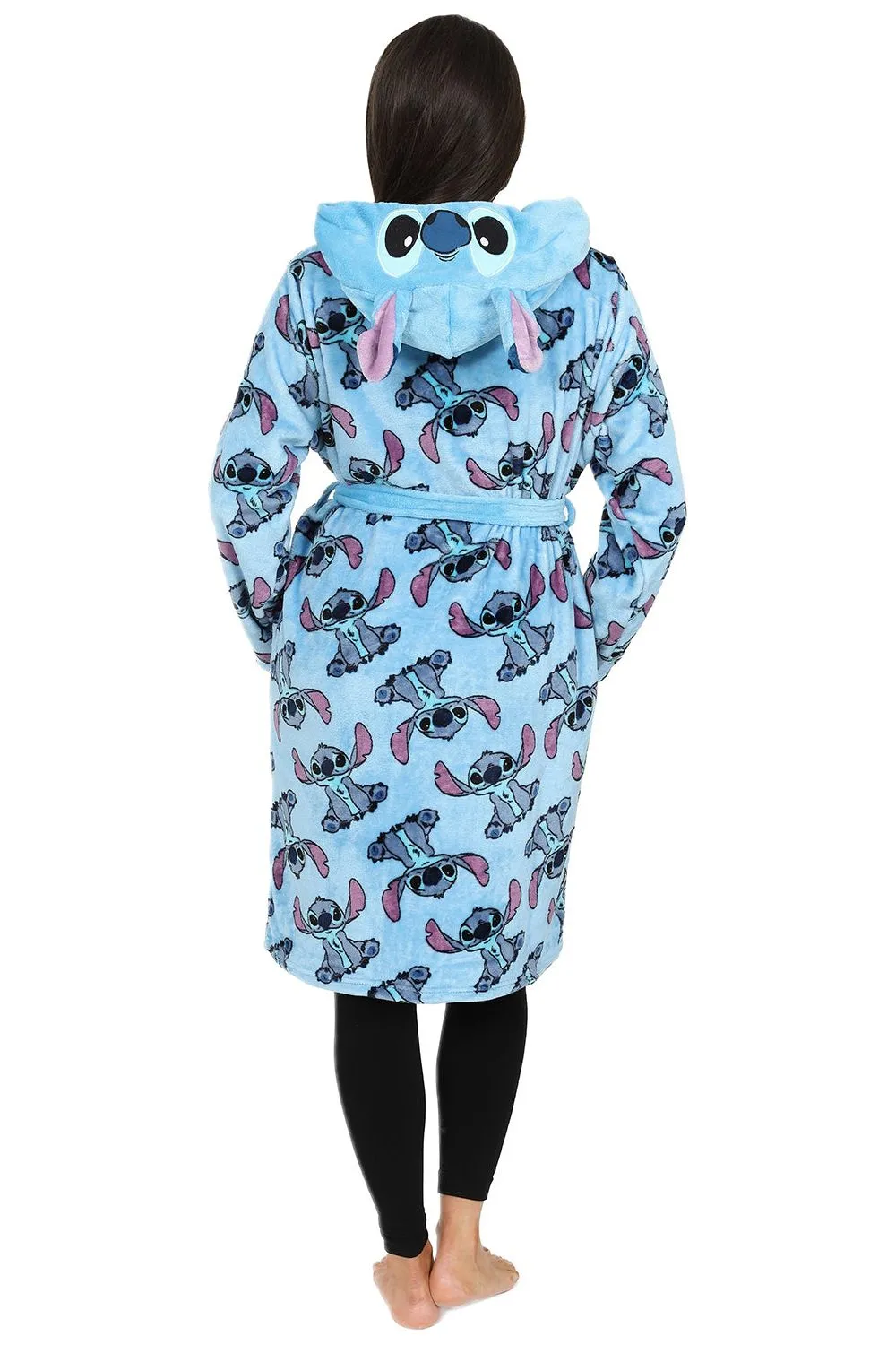 Womens Lilo and Stitch Blue Fleece Dressing Gown