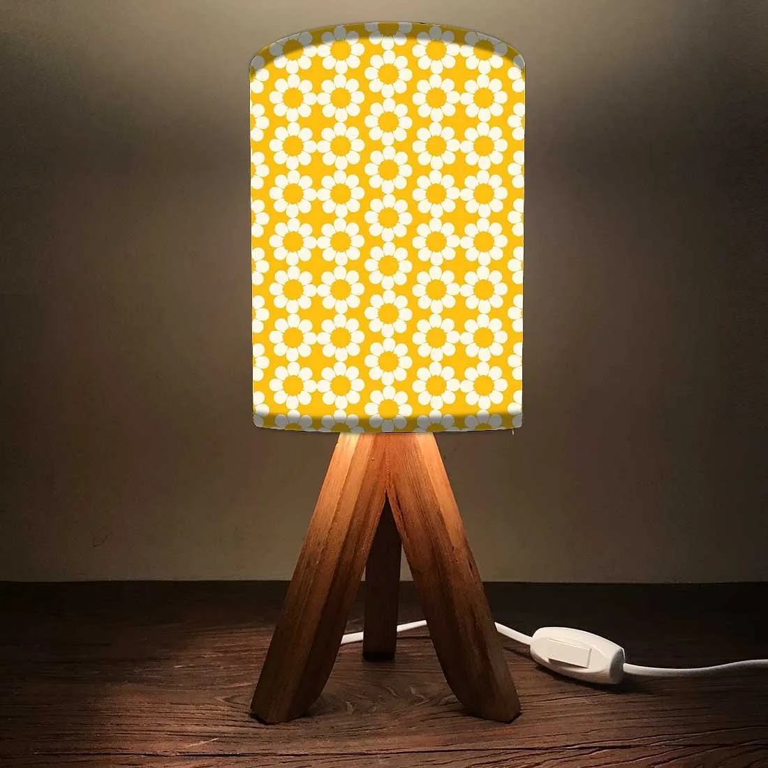 Wood Desk Light For Bedroom - Yellow Flower