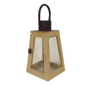 Wood Lantern with Black Stainless Top