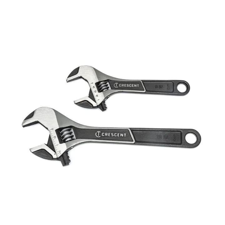 Wrench Set - Crescent 2-Piece Wide Jaw Adjustable Wrench Set 6-in & 10-in, ATWJ2610VS