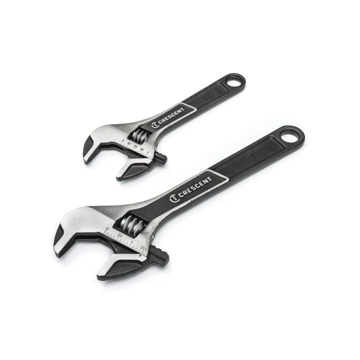 Wrench Set - Crescent 2-Piece Wide Jaw Adjustable Wrench Set 6-in & 10-in, ATWJ2610VS